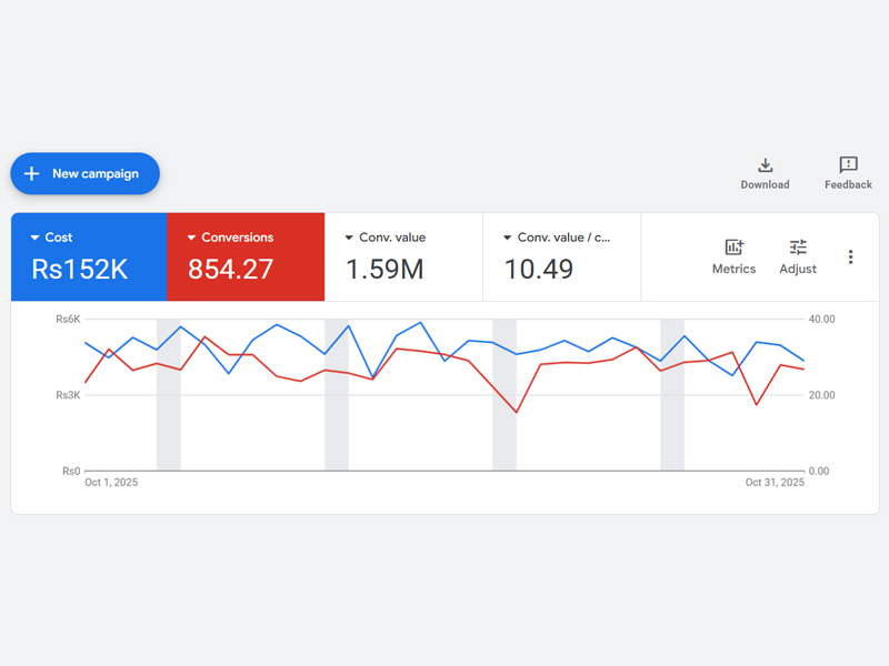 Nuvari Google Ads — 10.49x ROAS August 2025